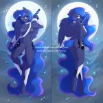 2019 anthro areola breasts butt cutie_mark digital_media_(artwork) equid equine feathered_wings feathers female fensu-san friendship_is_magic full_moon hair hi_res horn long_hair looking_at_viewer mammal melee_weapon moon my_little_pony nipples princess_luna_(mlp) pussy sword weapon winged_unicorn wings 