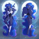  2019 anthro butt_pose clothing cutie_mark digital_media_(artwork) equid equine feathered_wings feathers female fensu-san friendship_is_magic full_moon hair hi_res horn long_hair looking_at_viewer mammal melee_weapon moon my_little_pony princess_luna_(mlp) sword weapon winged_unicorn wings 