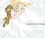  bed blonde_hair brown_hair family fate_testarossa hachi_(hachikai) lyrical_nanoha mahou_shoujo_lyrical_nanoha_strikers multiple_girls sleeping takamachi_nanoha under_covers vivio 