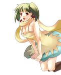  bad_id bad_pixiv_id breasts cleavage downblouse green_hair macross macross_frontier nipple_slip nipples no_bra ranka_lee red_eyes scarf shoko_makiko small_breasts solo wind wind_lift 