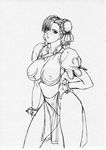  blush breasts capcom chun-li highres inoue_takuya monochrome panties street_fighter streetfighter underwear 