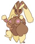  2018 anthro areola beady_eyes belly big_breasts black_sclera breast_squish breasts brown_fur buneary duo ear_tuft eyebrows eyelashes female floppy_ears fur hand_on_breast hand_on_thigh hug huge_breasts jenny_(meirdent) lagomorph larger_female leg_tuft long_ears lopunny mammal meirdent milly_(meirdent) mostly_nude navel nintendo nipple_outline on_one_leg pasties pink_eyes pok&eacute;mon pok&eacute;mon_(species) short_stack size_difference smaller_female smile standing thick_eyebrows thick_thighs tuft video_games wide_hips wrist_tuft 
