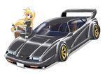  blush car fate fate_testarossa long_hair motor_vehicle pantyhose skirt vehicle 