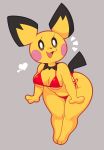  2019 acstlu anthro bikini breasts clothing dipstick_ears female hi_res mammal nintendo open_mouth pichu pok&eacute;mon pok&eacute;mon_(species) rodent short_stack simple_background solo swimsuit video_games 