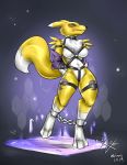  bdsm bondage bound breasts captured chain cuffs_(disambiguation) digimon digimon_(species) female forced fur harness nude renamon solo straps struggling zinnick 