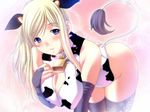  animal_ears bell blonde_hair blue_eyes blush breasts cow_ears cow_girl cowgirl horns long_hair tail thighhighs 