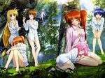  blush fate fate_testarossa highres long_hair lyrical_nanoha mahou_shoujo_lyrical_nanoha mahou_shoujo_lyrical_nanoha_strikers nanoha open_clothes open_shirt shirt short_hair sleeping wallpaper 