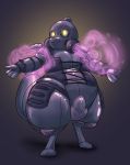  2019 anthro balls bdsm bondage bound bulge clothed clothing dark_theme digital_drawing_(artwork) digital_media_(artwork) gas gas_mask glowing glowing_eyes hi_res hypnosis looking_at_viewer male mask mind_control rubber rubber_suit shiny simple_background skinsuit smeargle20 smile solo standing thick_thighs tight_clothing yellow_eyes 