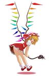  blonde_hair blush flandre_scarlet full_body hat laevatein mary_janes panties pink_panties rainbow_order red_skirt ribbon shoes skirt socks solo touhou tsutan underwear white_background white_legwear wings 