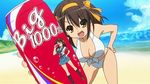  beach can drink suzumiya_haruhi suzumiya_haruhi_no_yuuutsu swimsuit 