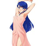  blue_eyes blue_hair breasts covered_nipples hairu minazuki_karen naked_towel precure small_breasts solo towel yes!_precure_5 