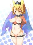  animal_ears blonde_hair blush breasts cameltoe copyright_request crown hat medium_breasts navel nipples no_bra pantyhose prnt puffy_nipples pussy see-through short_hair solo tears thighhighs yellow_eyes 