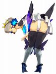  armor armored_dress ass bent_over blush boots crown gwendolyn hat multicolored multicolored_wings odin_sphere panties purple_eyes ryman thigh_boots thighhighs underwear white_hair white_panties wings 