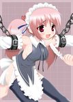  ass bdsm blush bondage bound breasts chains long_hair maid maid_apron no_panties thighhighs tickling twintails uniform 