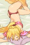  blonde_hair copyright_request lowres panties pillow ponytail sleeping solo underwear uoo_(uxoo) 