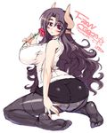  akatsuki_francesca ass black_hair breasts demon feet flower horns huge_breasts long_hair mel/a melmaid milf miniskirt original panties pantyhose pointy_ears red_eyes sketch skirt tights underwear 