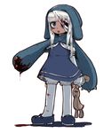  anorak bad_id bad_pixiv_id bandages blood blue_eyes crazy_eyes highres hood long_hair oomori_harusame original ribbon-trimmed_bloomers solo stuffed_animal stuffed_bunny stuffed_toy white_hair 