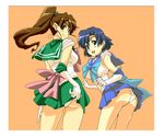  ass back_bow bishoujo_senshi_sailor_moon blue_choker blue_hair blue_sailor_collar blue_skirt bow brown_hair choker earrings elbow_gloves fujimoto_satoru gloves green_sailor_collar green_skirt hair_bobbles hair_ornament inner_senshi jewelry kino_makoto looking_back magical_girl mizuno_ami multiple_girls oekaki panties pink_bow ponytail sailor_collar sailor_jupiter sailor_mercury sailor_senshi sailor_senshi_uniform short_hair skirt tiara underwear white_gloves white_panties 