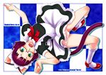  animal_ears copyright_request face falling glasses green_eyes ha-ru maid panties purple_hair short_hair socks solo tail underwear 