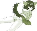  animal_ears ass back copyright_request dog_ears inuburo looking_back lying monochrome panties short_hair skirt solo tail underwear 