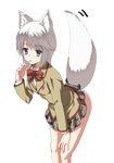  animal_ears blazer date_(senpen) ezomori_nozomu jacket kanokon leaning_forward school_uniform solo tail wolf_ears wolf_tail 