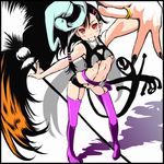  black_hair copyright_request hat legs mak red_eyes solo thighhighs 