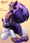  blitzdrachin canid claws clothing cresce eyewear fan_character feets fluffy glasses hair invalid_tag legwear long_hair mammal nintendo paws pok&eacute;mon pok&eacute;mon_(species) purple_claws purple_hair shiny_pok&eacute;mon stockings video_games yellow_eyes zoroark 