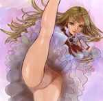  axe_kick blonde_hair blue_eyes gloves high_kick kicking kito_(coyo) lili_(tekken) long_hair panties pantyshot solo tekken underwear 