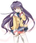  ;p buruma clannad fujibayashi_kyou hikarizaka_private_high_school_uniform ixy long_hair one_eye_closed purple_eyes purple_hair school_uniform skirt skirt_lift solo thighhighs tongue tongue_out wind wind_lift zettai_ryouiki 