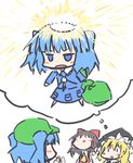  bad_id bad_pixiv_id bald_spot blonde_hair chibi hakurei_reimu hat kawashiro_nitori kirisame_marisa lowres multiple_girls nekoyama ribbon touhou two_side_up 