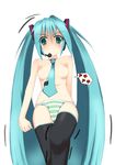  aqua_hair breasts hatsune_miku long_hair mi_ro nipples panties small_breasts solo striped striped_panties thighhighs topless twintails underwear very_long_hair vocaloid 