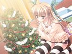  blush bow christmas flat_chest long_hair panties skirt striped striped_legwear striped_thighhighs thighhighs tree trees twintails underwear 