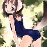  animal_ears blush copyright_request dog_ears dog_tail flat_chest one-piece_swimsuit sasahara_yuuki school_swimsuit solo swimsuit tail 