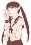  copyright_request gusu lowres monochrome oekaki pink school_uniform sepia solo twintails 