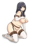  boots breasts elbow_gloves enoshima_iki garter_belt gloves large_breasts lingerie nipples original panties plump puffy_nipples solo thigh_boots thighhighs underwear 
