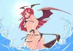  bad_id bad_pixiv_id bat_wings bikini breasts day demon_tail head_wings homura_subaru koakuma large_breasts long_hair micro_bikini red_eyes red_hair side-tie_bikini sky solo sun swimsuit tail thong_bikini touhou underboob untied untied_bikini water wings 