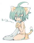  animal_ears bad_id bad_pixiv_id blade_(galaxist) cat_ears cat_paws cat_tail cham_cham fish gloves green_eyes kneeling navel paw_gloves paw_shoes paws samurai_spirits shoes silver_hair snk solo tail 