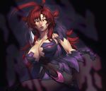  ahoge amaha_masane armor bikini_armor black_sclera breasts cozy huge_breasts long_hair red_hair solo thighs witchblade yellow_eyes 