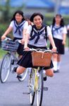  bicycle bike cosplay footwear hirosue_ryoko photo school_uniform serafuku socks 
