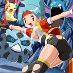  ass bike_shorts blue_eyes blue_hair breasts capture_styler cleavage covered_nipples gen_3_pokemon glalie gloves golbat headband hinata_(pokemon) large_breasts legs lowres plusle pokemoa pokemon pokemon_(creature) pokemon_ranger pokemon_ranger_uniform purple_eyes red_eyes skin_tight snorunt spandex thighhighs tight torn_clothes uniform 