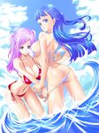  :o arched_back ass ass_visible_through_thighs assisted_exposure back bad_id bad_pixiv_id bangs bent_over bikini bikini_pull blue_eyes blue_hair blunt_bangs breasts cloud collarbone covered_nipples day dimples_of_venus dutch_angle floating_hair frilled_bikini frills from_side groin half_updo highres holding_hands interlocked_fingers large_breasts lavender_hair legs_apart long_hair looking_at_viewer looking_back multiple_girls navel ocean open_mouth original outdoors parted_bangs parted_lips pink_eyes pulled_by_another red_bikini shiny shiny_hair shiny_skin side-tie_bikini sideboob skindentation sky sparkle standing strap_gap string_bikini surprised swimsuit tamawo two_side_up wading water water_drop white_bikini wrist_grab yuri 
