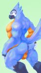  agitype01 anthro anus avian backsack balls beak bird black_anus black_beak blue_feathers breath_of_the_wild butt feathers hi_res kass_(zelda) leaning looking_back male multicolored_feathers nintendo nude orange_balls orange_eyes orange_feathers outside perineum presenting presenting_hindquarters raised_tail rito smile solo tail_feathers the_legend_of_zelda video_games 