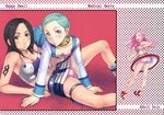  all_fours anemone_(eureka_seven) boyshorts cover cover_page eureka eureka_seven eureka_seven_(series) face ha-ru highres long_legs lying multiple_girls panties pantyshot pantyshot_(lying) pantyshot_(standing) pink_panties standing talho_yuuki tattoo thigh_strap underwear upskirt white_panties 