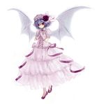  blue_hair dress gloves kuroi red_eyes remilia_scarlet short_hair solo touhou wings 