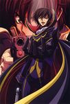  artist_request cape code_geass gun highres kururugi_suzaku lelouch_lamperouge male_focus multiple_boys weapon 