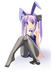  ahen animal_ears bunny_ears bunnysuit fake_animal_ears feet hiiragi_kagami legs long_hair lucky_star pantyhose purple_hair soles solo thighs toes twintails 