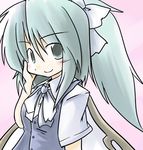  216 bad_id bad_pixiv_id blush bow daiyousei green_eyes green_hair hair_bow hand_on_own_face lowres neck_ribbon ponytail ribbon smile solo touhou wings 