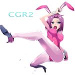  animal_ears bad_id bad_pixiv_id bunny_ears bunnysuit code_geass kallen_stadtfeld kasai_shin kicking leotard long_legs pantyhose pink_legwear pink_leotard solo 