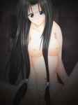  black_hair breasts glasses long_hair nipples ribbon ribbons 