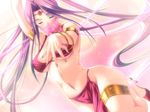  alternate_costume alternate_hairstyle arabian_clothes arm_ribbon arm_up armlet armpits ayame_neuendorf bangle bikini bracelet breasts breasts_apart circlet closed_eyes covered_nipples dancer dancing dungeon_crusaderz dutch_angle fingernails floating_hair foreshortening game_cg gem gradient gradient_background hair_down high_heels jewelry large_breasts leg_lift lipstick loincloth long_fingernails long_hair m&amp;m makeup nail_polish navel neck_ring o-ring o-ring_bikini o-ring_top outline outstretched_arm pink_bikini pink_nails purple_hair ribbon see-through shoes skindentation smile solo sparkle standing standing_on_one_leg sweat swimsuit thighlet underboob veil very_long_hair 